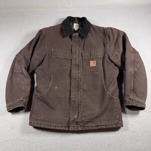 Vintage Carhartt C26 DKB Dark Brown Men M Regular Arctic Quilt-Lined Coat Jacket
